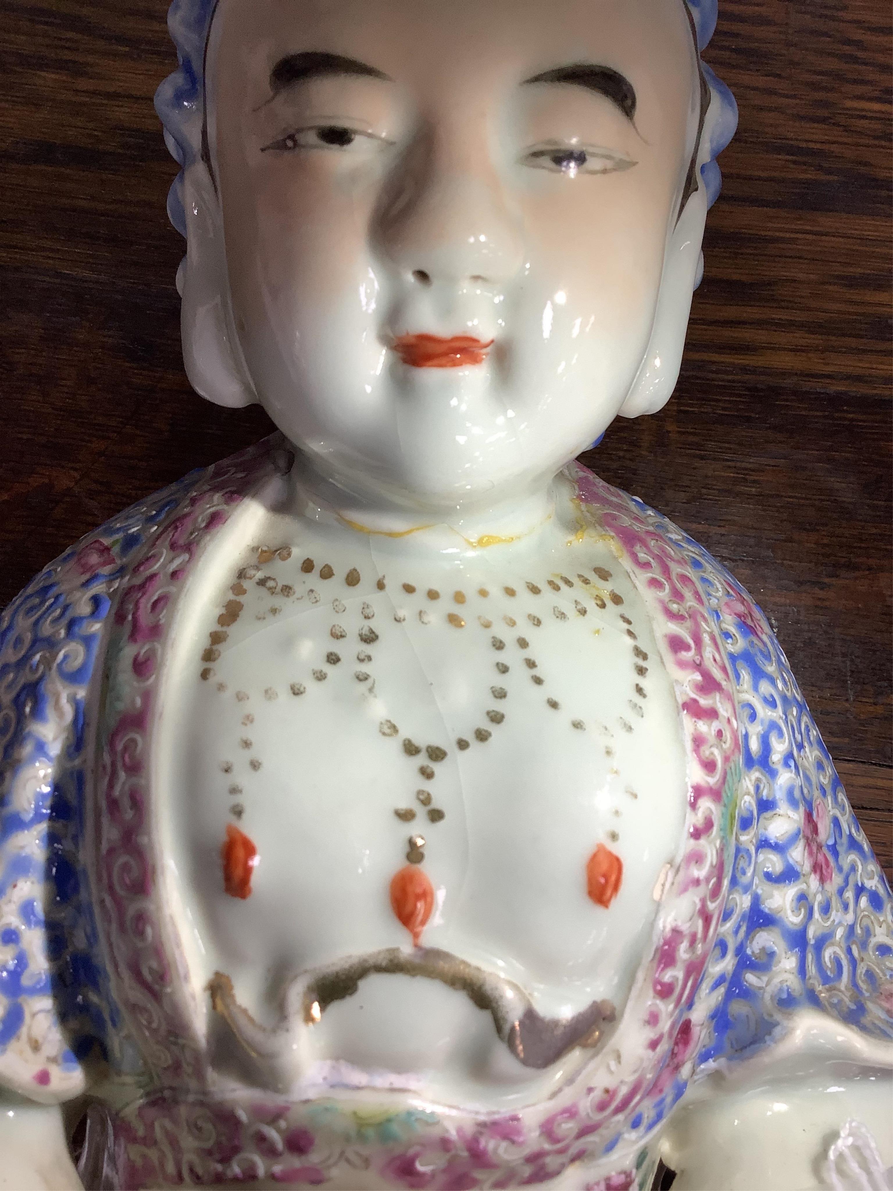 A Chinese famille rose figure of Buddha, Republic period, 30cm